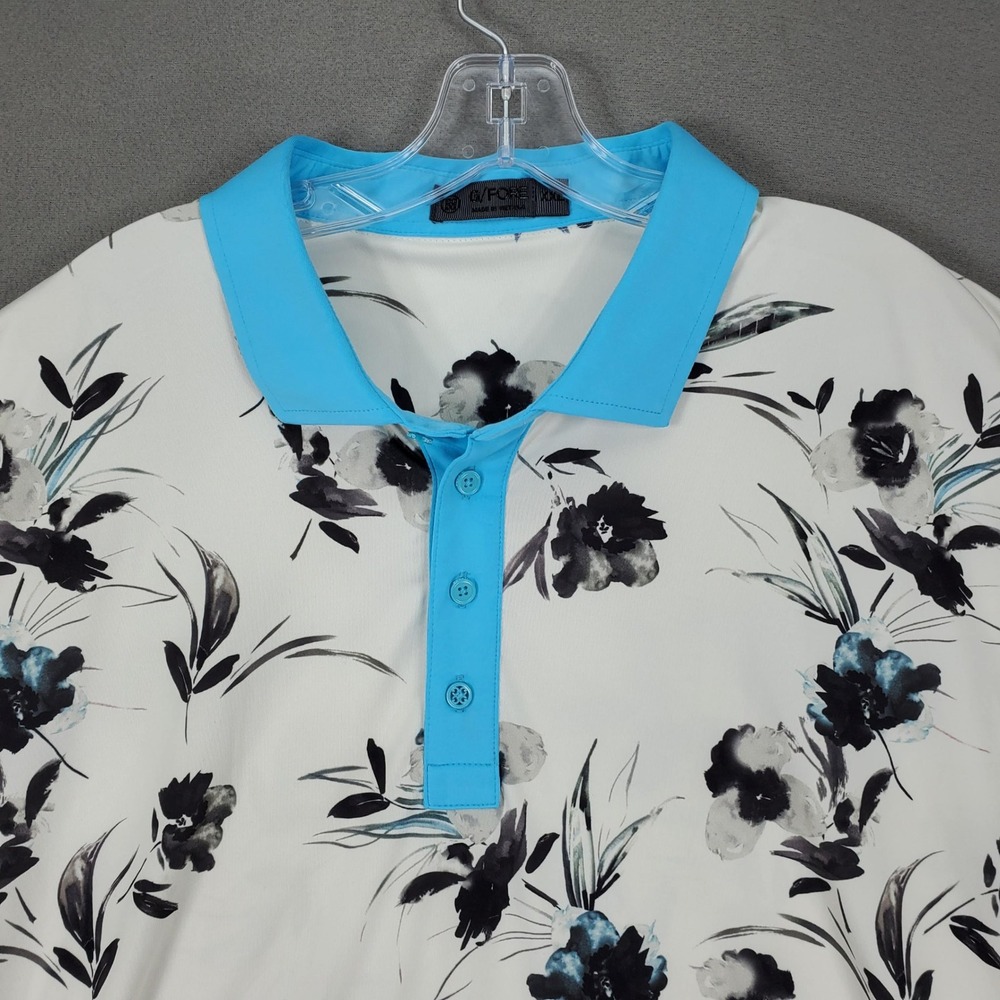 G/FORE Polo Shirt Mens XXL White Floral Short Sleeve Performance Luxury Golf